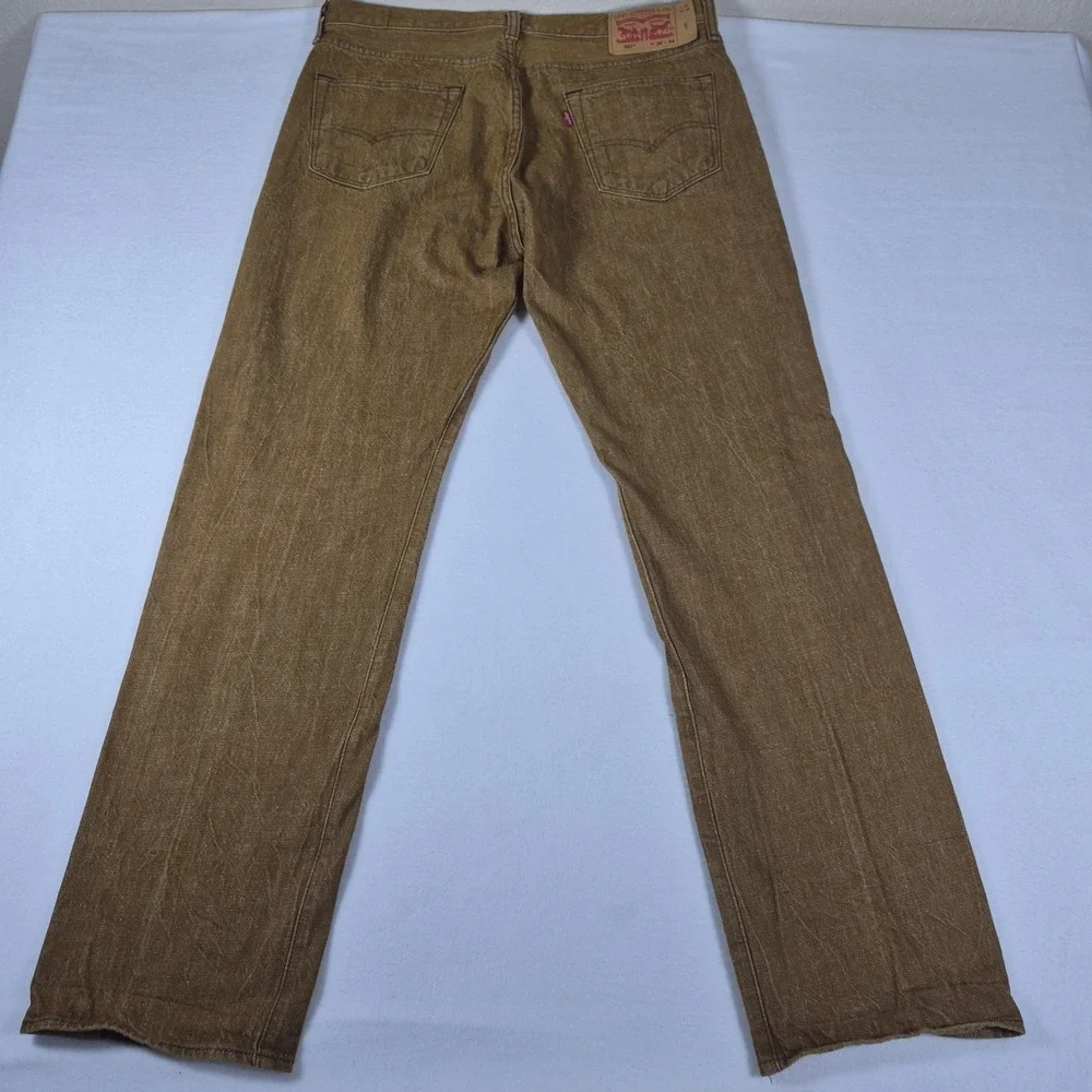 Levi's 501 Brown Jeans Men's 36x34 Original Fit Button Fly White Oak Cone Denim